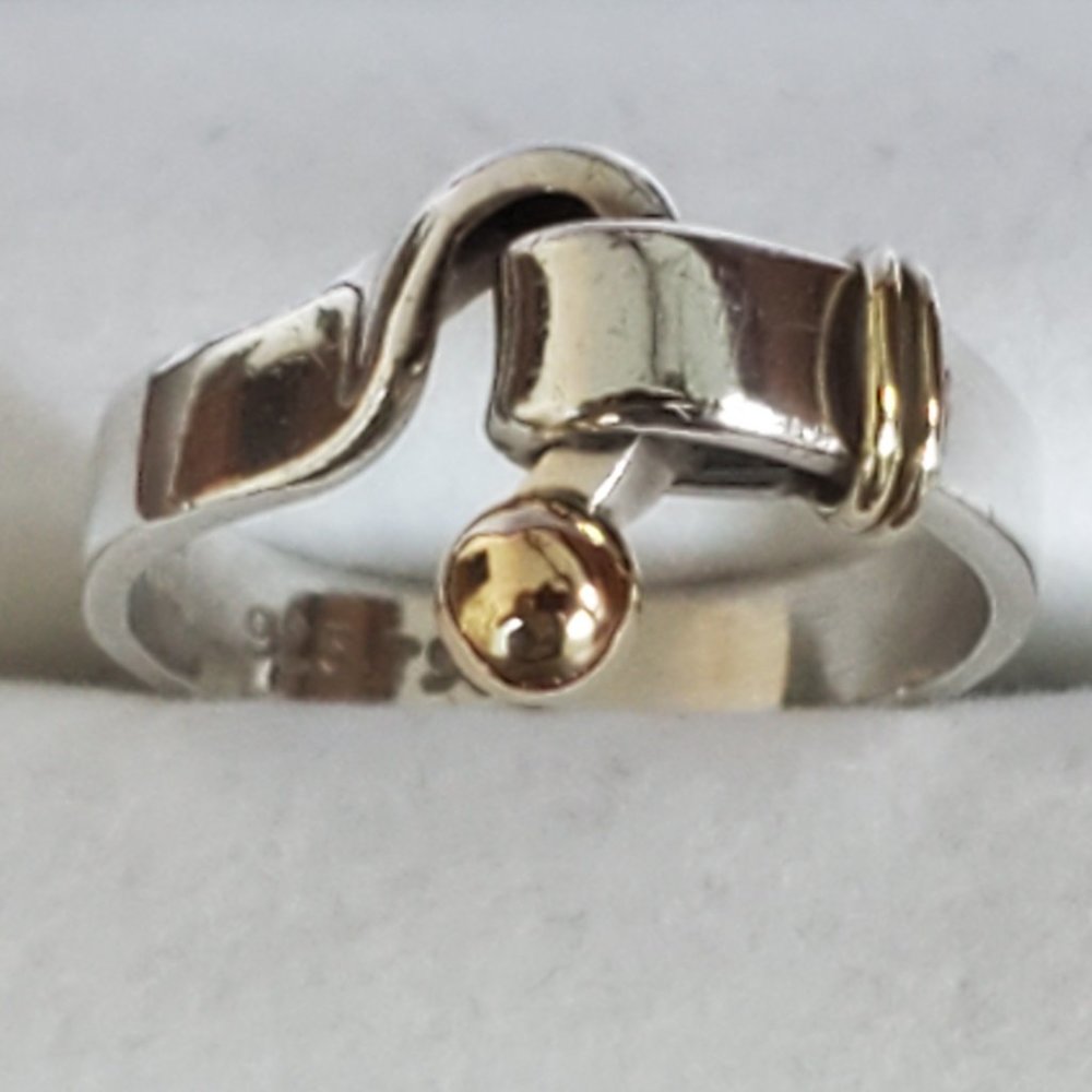 TIFFANY & CO. STERLING & 18K GOLD HOOK & EYE RING